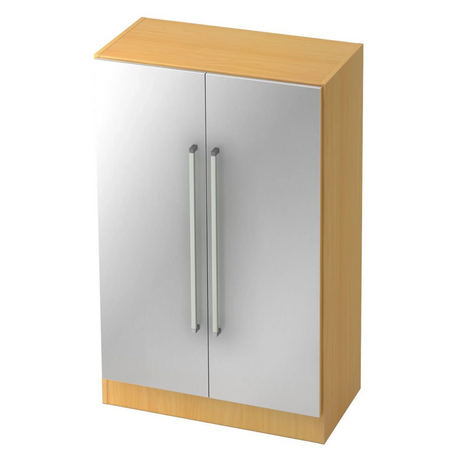 Armoire SIGNA G 7550 en hêtre et argent avec deux façades métalliques et des poignées chromées de hjh OFFICE PRO