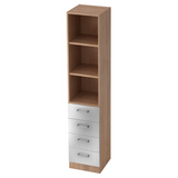 Étagère SIGNA G 7600 aspect noyer avec trois niches ouvertes et quatre tiroirs argentés de hjh OFFICE PRO