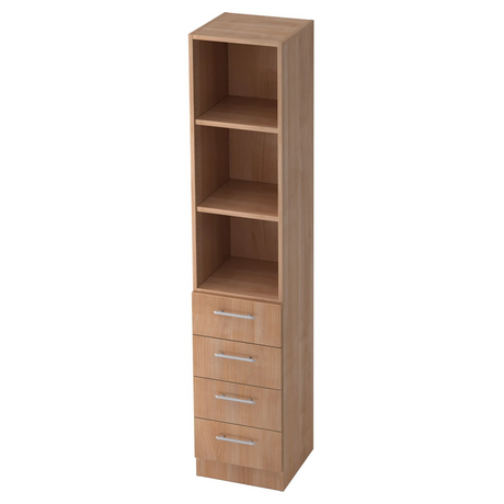 Étagère SIGNA G 7600 aspect noyer avec trois niches ouvertes et quatre tiroirs avec poignées tubulaires de hjh OFFICE PRO