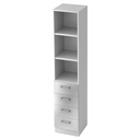 Étagère blanche SIGNA G 7600 avec trois niches ouvertes, quatre tiroirs et poignées chromées de hjh OFFICE PRO