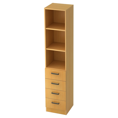 Étagère SIGNA G 7600 en décor couleur hêtre avec trois niches ouvertes et quatre tiroirs de hjh OFFICE PRO