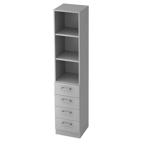 Armoire de bureau grise SIGNA G 7600 avec trois étagères ouvertes, quatre tiroirs et poignées chromées de hjh OFFICE PRO