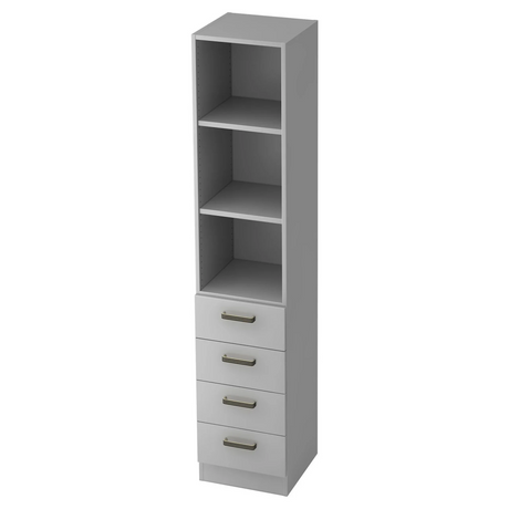 Armoire de bureau grise SIGNA G 7600 en plastique avec trois niches ouvertes et quatre tiroirs de hjh OFFICE PRO