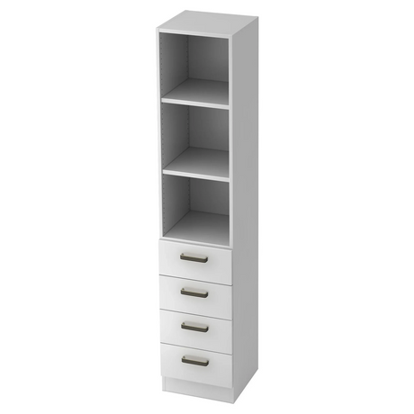 Étagère blanche en plastique SIGNA G 7600 avec trois compartiments ouverts et quatre tiroirs de hjh OFFICE PRO