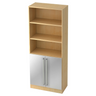 Armoire à étagères SIGNA G 7700 en bois d'érable clair avec portes et poignées en métal argenté de hjh OFFICE PRO