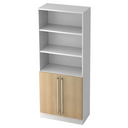 Étagère SIGNA G 7700 en blanc et chêne avec trois niches ouvertes et un placard avec poignées chromées de hjh OFFICE PRO