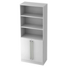Étagère blanche SIGNA G 7700 avec trois niches ouvertes et un placard avec poignées chromées de hjh OFFICE PRO