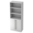 Étagère blanche SIGNA G 7700 avec trois niches ouvertes et un placard avec poignées chromées de hjh OFFICE PRO