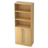 Étagère SIGNA G 7700 aspect érable avec trois niches ouvertes et un placard à deux portes avec poignées chromées de hjh OFFICE PRO