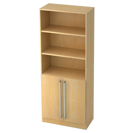 Étagère SIGNA G 7700 aspect érable avec trois niches ouvertes et un placard à deux portes avec poignées chromées de hjh OFFICE PRO