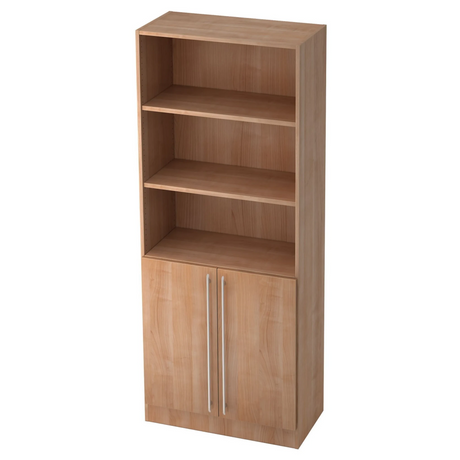 Étagère SIGNA G 7700 aspect noyer avec trois niches ouvertes et un placard fermé de hjh OFFICE PRO