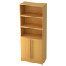 Meuble étagère SIGNA G 7700 aspect hêtre avec trois niches ouvertes et deux portes avec poignées chromées de hjh OFFICE PRO