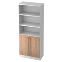 Étagère SIGNA G 7700 en blanc avec façades en noyer et poignées chromées de hjh OFFICE PRO