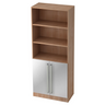 Étagère SIGNA G 7700 aspect noyer avec portes d'armoire argentées et deux poignées chromées de hjh OFFICE PRO