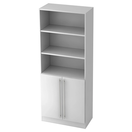 Étagère blanche en plastique SIGNA G 7700 avec trois niches ouvertes et un placard avec poignées tubulaires de hjh OFFICE PRO
