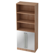 Étagère SIGNA G 7700 aspect noyer avec portes d'armoire argentées et deux poignées chromées de hjh OFFICE PRO