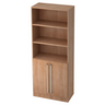 Meuble d'étagères SIGNA G 7700 aspect noyer avec niches ouvertes et deux portes avec poignées chromées de hjh OFFICE PRO