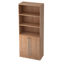 Meuble d'étagères SIGNA G 7700 aspect noyer avec niches ouvertes et deux portes avec poignées chromées de hjh OFFICE PRO