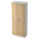 Armoire de bureau SIGNA K 6100 SG en blanc et chêne avec deux portes et une serrure de hjh OFFICE PRO