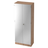 Armoire de bureau SIGNA K 6100 SG effet noyer avec deux portes argentées de hjh OFFICE PRO