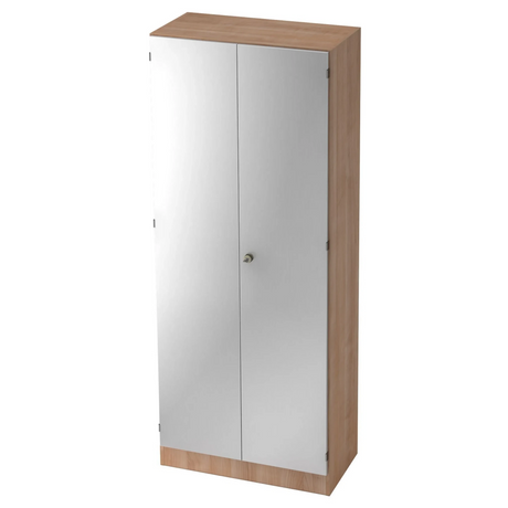Armoire de bureau SIGNA K 6100 SG effet noyer avec deux portes argentées de hjh OFFICE PRO