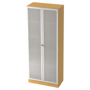 Armoire à dossiers SIGNA K 6100G SG en hêtre avec deux portes en verre argentées et étagères de hjh OFFICE PRO