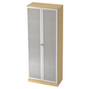 Armoire de bureau SIGNA K 6100G SG aspect érable avec deux portes en verre dépoli et cadres argentés de hjh OFFICE PRO