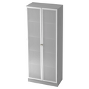 Armoire de bureau grise SIGNA K 6100G SG avec deux portes en verre dépoli et poignées argentées de hjh OFFICE PRO