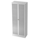 Armoire de bureau blanche SIGNA K 6100G SG avec deux portes en verre dépoli argentées de hjh OFFICE PRO