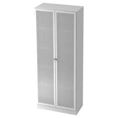 Armoire de bureau blanche SIGNA K 6100G SG avec deux portes en verre dépoli argentées de hjh OFFICE PRO