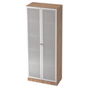 Armoire de bureau SIGNA K 6100G SG aspect noyer avec deux portes en verre dépoli argentées de hjh OFFICE PRO