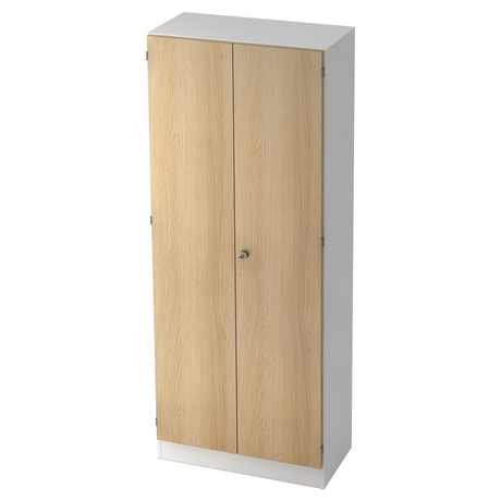 Armoire de bureau SIGNA K 6200 SG en blanc et chêne avec deux portes et une serrure de hjh OFFICE PRO