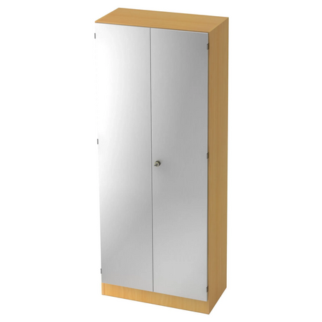 Armoire de bureau SIGNA K 6200 SG effet hêtre avec portes métalliques argentées de hjh OFFICE PRO