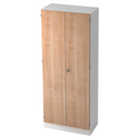 Armoire SIGNA K 6200 SG en blanc avec façades aspect noyer et une serrure de hjh OFFICE PRO