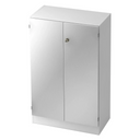 Armoire à dossiers SIGNA K 6550 SG en blanc et argent avec deux portes et une serrure de hjh OFFICE PRO