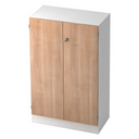 Armoire SIGNA K 6550 SG en blanc avec deux façades aspect noyer et une serrure de hjh OFFICE PRO