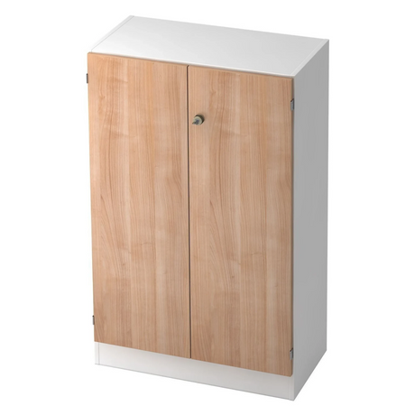 Armoire SIGNA K 6550 SG en blanc avec deux façades aspect noyer et une serrure de hjh OFFICE PRO