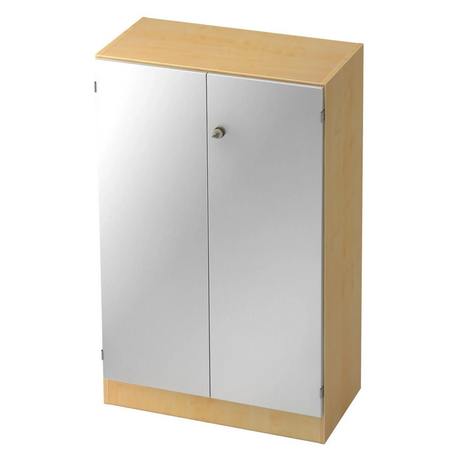 Armoire SIGNA K 6550 SG aspect érable avec deux portes argentées et serrure de hjh OFFICE PRO