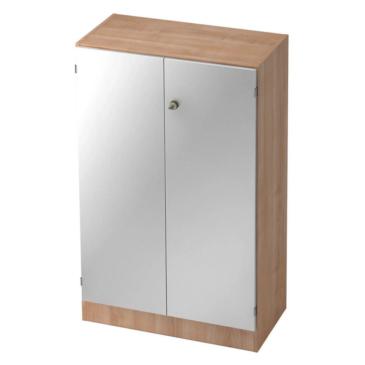 Armoire à dossiers SIGNA K 6550 SG aspect noyer avec deux portes argentées et serrure de hjh OFFICE PRO