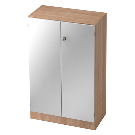 Armoire à dossiers SIGNA K 6550 SG aspect noyer avec deux portes argentées et serrure de hjh OFFICE PRO