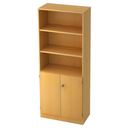 Étagère SIGNA K 6770 SG aspect hêtre avec trois étagères ouvertes et un placard fermé de hjh OFFICE PRO