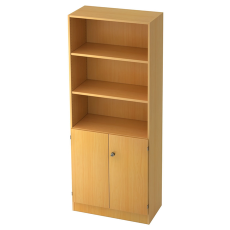 Étagère SIGNA K 6770 SG aspect hêtre avec trois étagères ouvertes et un placard fermé de hjh OFFICE PRO