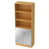 Étagère SIGNA K 6770 SG aspect hêtre avec trois niches ouvertes et une partie armoire argentée de hjh OFFICE PRO