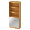 Étagère SIGNA K 6770 SG aspect hêtre avec trois niches ouvertes et une partie armoire argentée de hjh OFFICE PRO