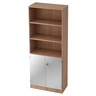 Étagère SIGNA K 6770 SG aspect noyer avec trois niches ouvertes et un meuble bas argenté de hjh OFFICE PRO