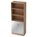 Étagère SIGNA K 6770 SG aspect noyer avec trois niches ouvertes et un meuble bas argenté de hjh OFFICE PRO