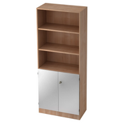 Étagère SIGNA K 6770 SG aspect noyer avec trois niches ouvertes et un meuble bas argenté de hjh OFFICE PRO