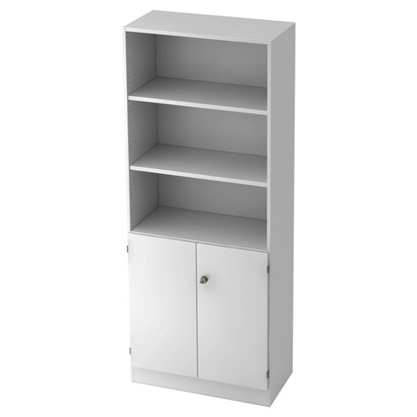 Étagère blanche SIGNA K 6770 SG avec trois niches ouvertes et un placard fermé en bas de hjh OFFICE PRO