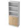 Étagère SIGNA K 6770 SG en blanc et chêne avec trois étagères ouvertes et un meuble bas à deux portes de hjh OFFICE PRO