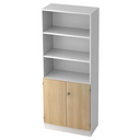 Étagère SIGNA K 6770 SG en blanc et chêne avec trois étagères ouvertes et un meuble bas à deux portes de hjh OFFICE PRO